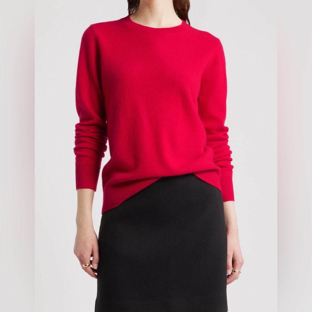NWT Nordstrom Red 100% Cashmere Crewneck Sweater size XS